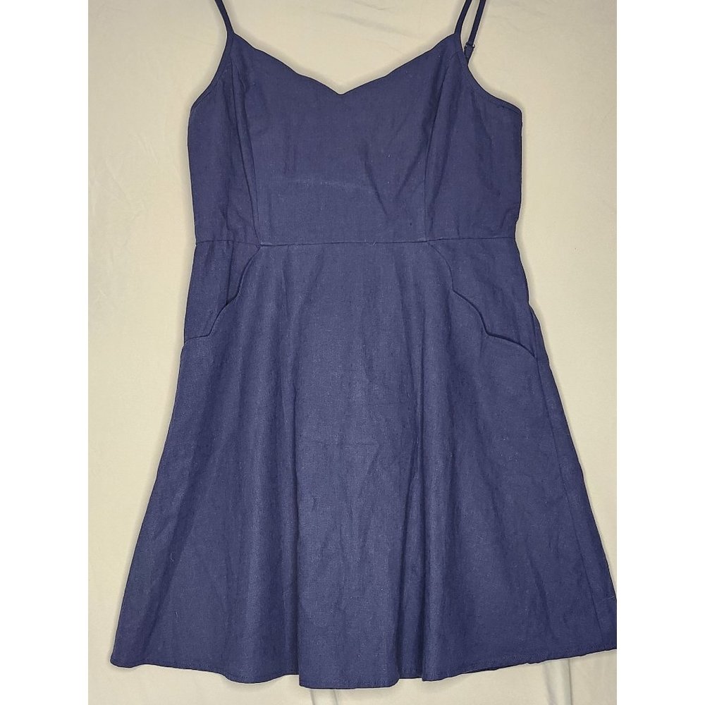 Womens Market & Spruce Chrissie Cami A-line Linen & Cotton Blend Dress Sz Large